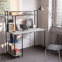 مكتب للكمبيوتر مقاس 1.2 متر مع مساحة تخزين وارفف تخزين من هوم جاليري - رمادي