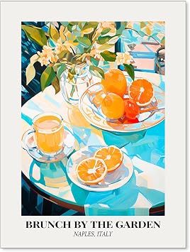OMANI Italy Garden Food Canvas Wall Art Colorful Fruit Oranges Poster Sun-Kissed Citrus Vibrant Paintings Prints for Dining Room Kitchen 12X16 inch Unframed
