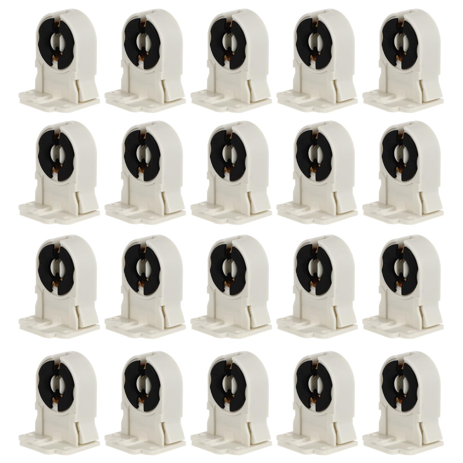 Homoyoyo 20 soportes para lámparas fluorescentes blancas, no puente, para lápidas T8, soporte para tubos fluorescentes, clip para tubo fluorescente, lápida T8, portalámparas