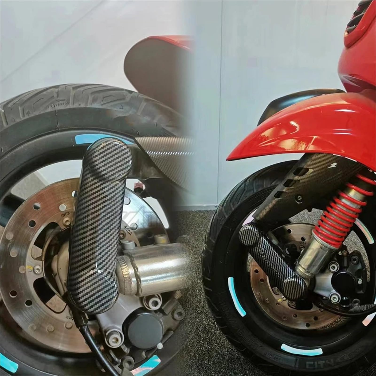 Fit Für Vespa LX LXV S GTS GTV 125 300 2017-2023 Motorrad Vorderrad Suspension Arm Abdeckung Bremsscheibe Rocker Schutz(Gloss Black)
