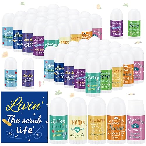 Swiffen Paquete de 50 unidades de mini bálsamo labial para enfermera, regalos para el día de la enfermera, hidratante labial, sabores surtidos, cera