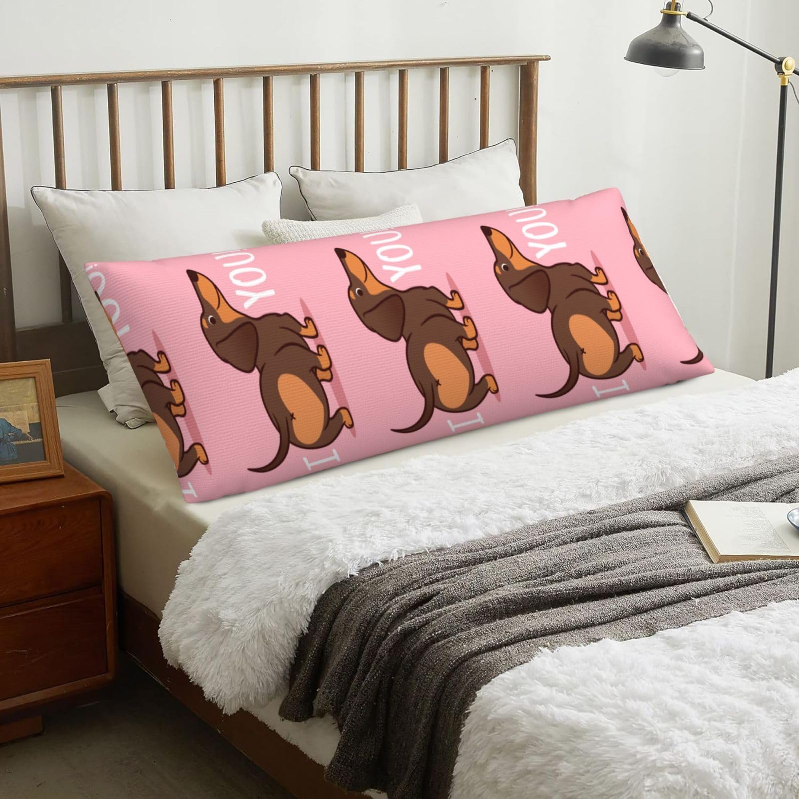 Dachshund Puppy Dog, Body Pillow Cover with Zipper,Long Body Pillowcase 20 x 60 in