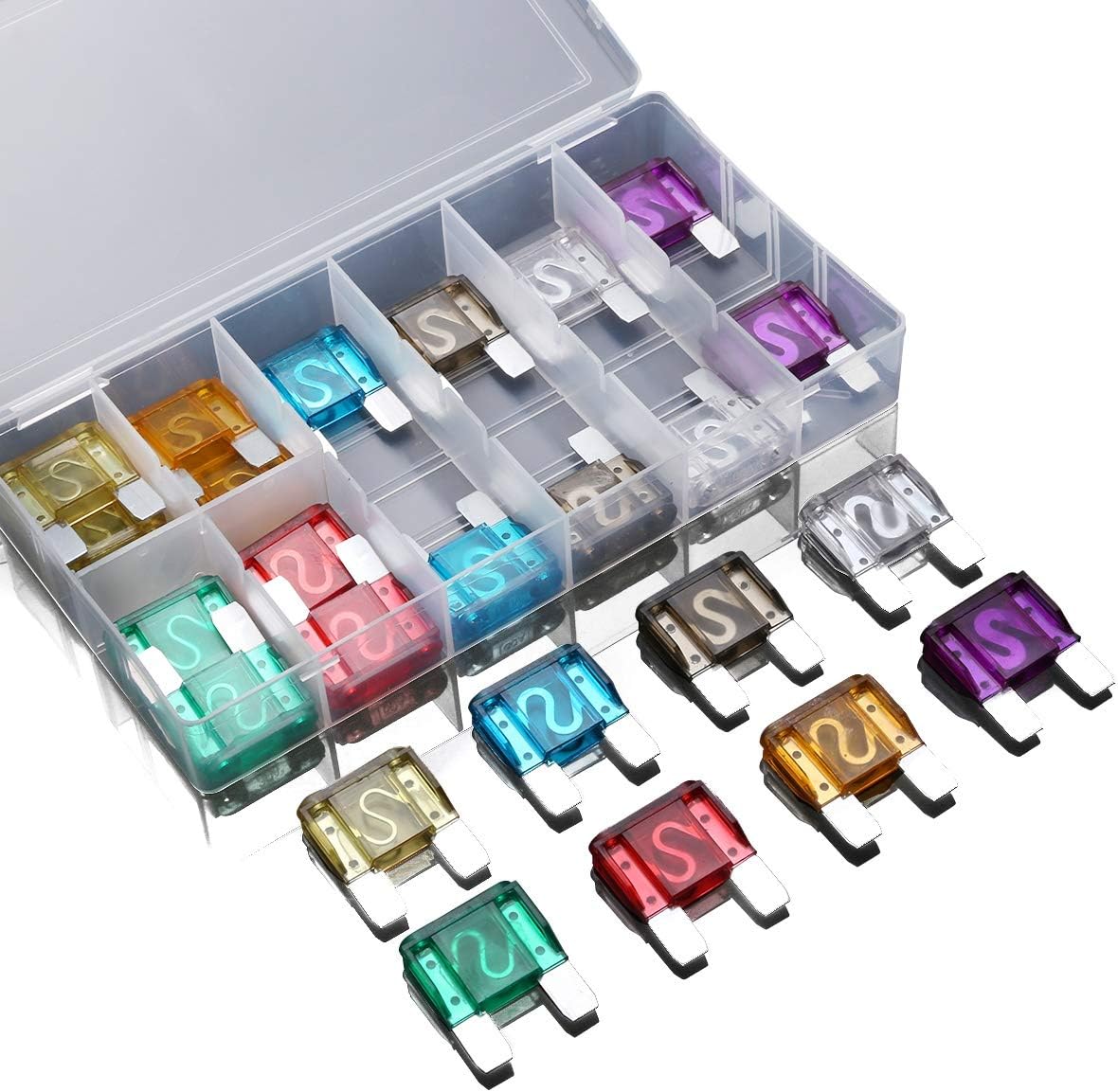 TMP1105 Durable 24pcs 8 Kind Types Big Blade Fuse Assortment Set for Car Truck RV Electrical Fuse Kit Accessories