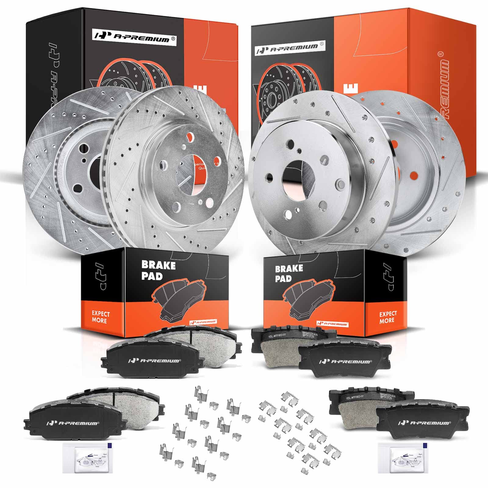 Amazon.com: A-Premium Front and Rear Drilled Slotted Brake Rotors