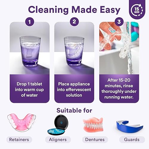 Miniatura 5 de Limpiador de retenedores Comprimidos Invisalign Cleaner FSA HSA Aprobado Eliminar Olores Descoloración Manchas y Placa, 4 Meses Suministro,