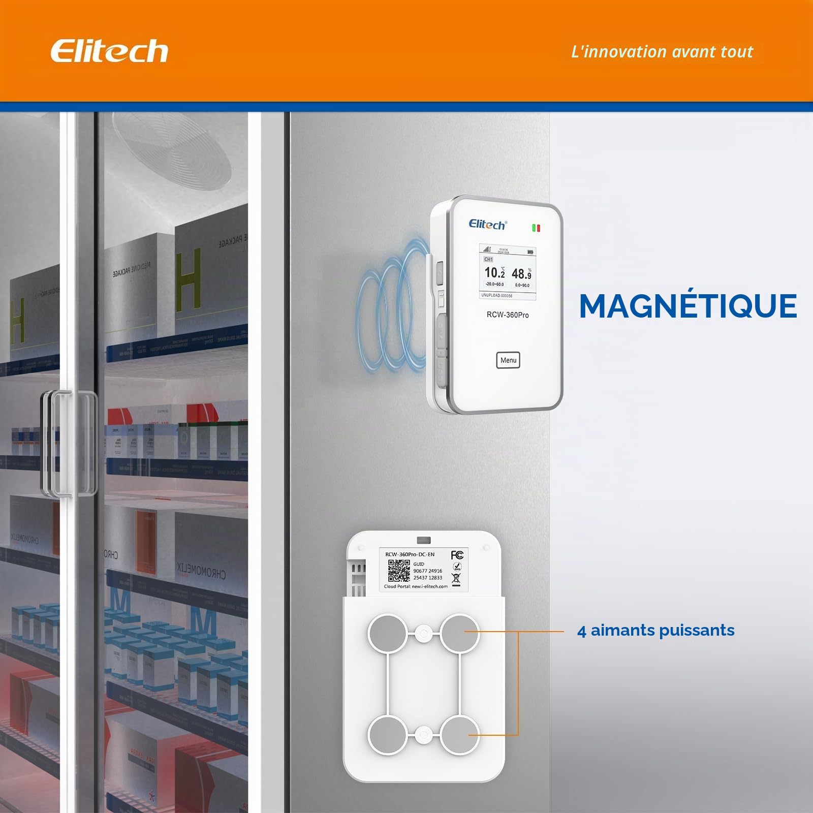 Elitech Enregistreur de Température Humidité 4G + WiFi 2,4G/5G En Temps Réel, Enregistreur de Données avec Deux Interfaces pour Sondes Interchangeables, APP Cloud, Sondes Non Incluses