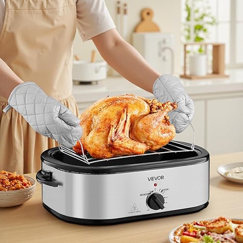 Miniatura 8 de VEVOR Horno asador, sartén eléctrica de 20 cuartos de galón, temperatura ajustable de 150-450  para asador de pavos de cocción rápida, horno de pavo