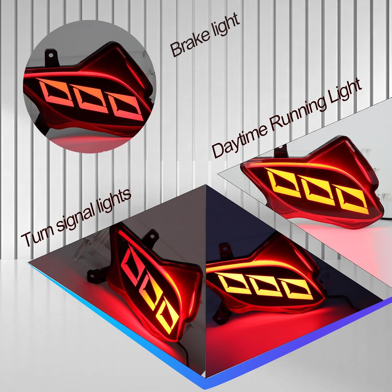 Red Housing Full LED Rear Reflector Fog DRL Kit for Toyota Highlander 2020-2023 Function as Sequential Turn Signal Lights,Daytime Running Light,Brake Light Kit