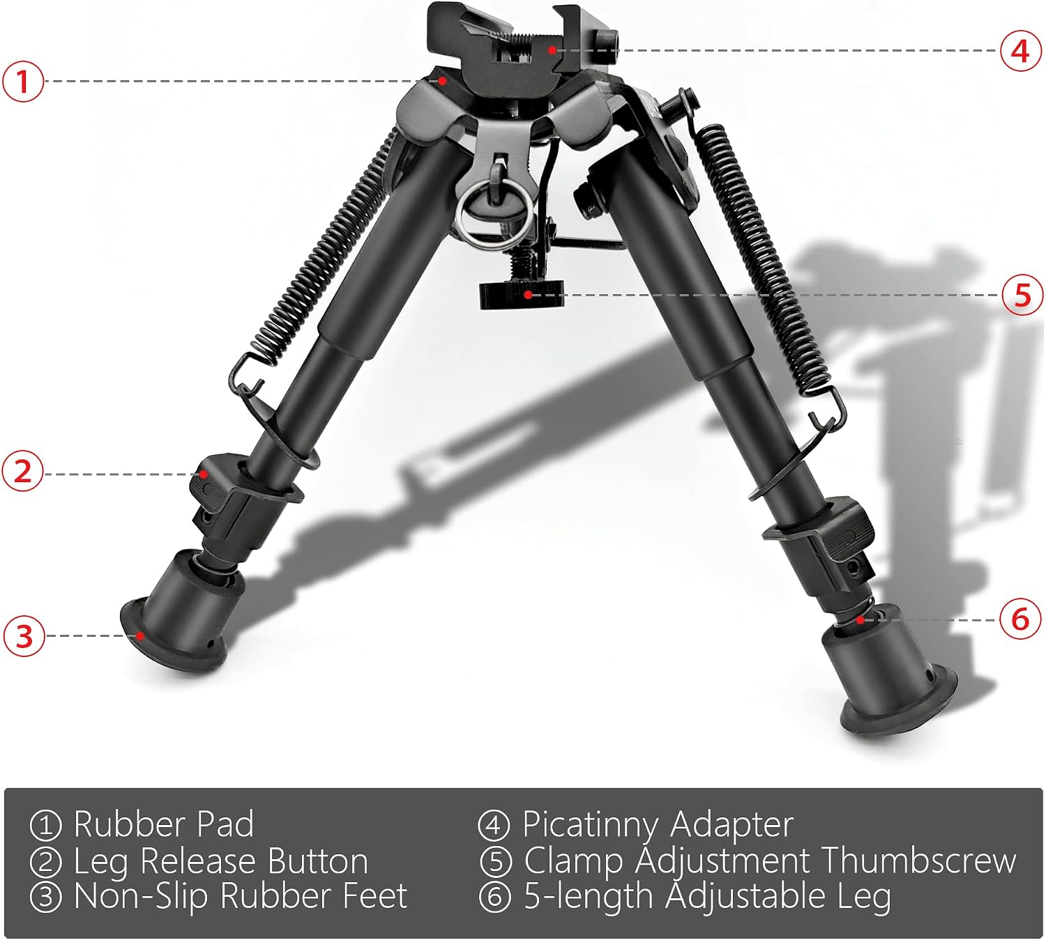 Tactical Picatinny Bipod，6-9 Inches Zivale Bipod for Hunting Rifles