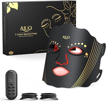Red Light Therapy for Face, LED Face Mask Light Therapy, Rechargeable Red Light Therapy Mask for Face with Comfortable Light-Blocking Eye Protection & Timing Function At Home, Black