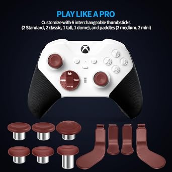 Complete Component Pack Gears of War Edition Replacement Parts Accessories Kit with Storage Case, Charging Dock, Cable, 6 Thumbsticks, 4 Paddles, 2 D-Pads for Xbox One Elite Series 2 Controller