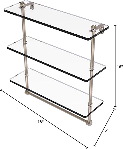 Miniatura 4 de Allied Brass PR-516TB - Estante de cristal integrado de triple nivel de 16 pulgadas, color negro mate
