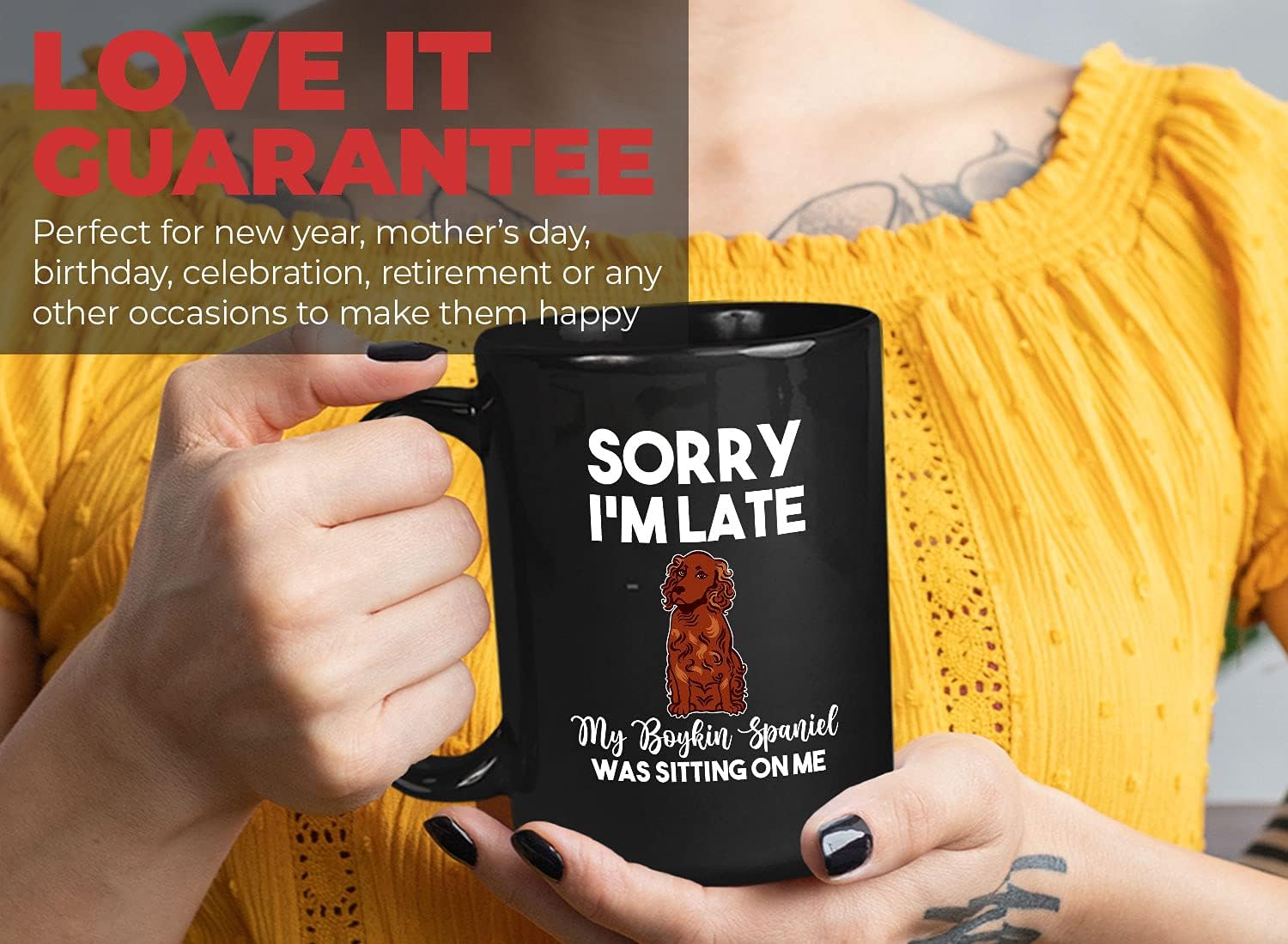 Bubble Hugs Dog Lover Coffee Mug 15OZ Black - Boykin Spaniel - Dog Owner Pet Owner Animal Lover Dog Breed Novelty Sweet Best Pet Funny Sorry I'm Late Retriever Cihuahua