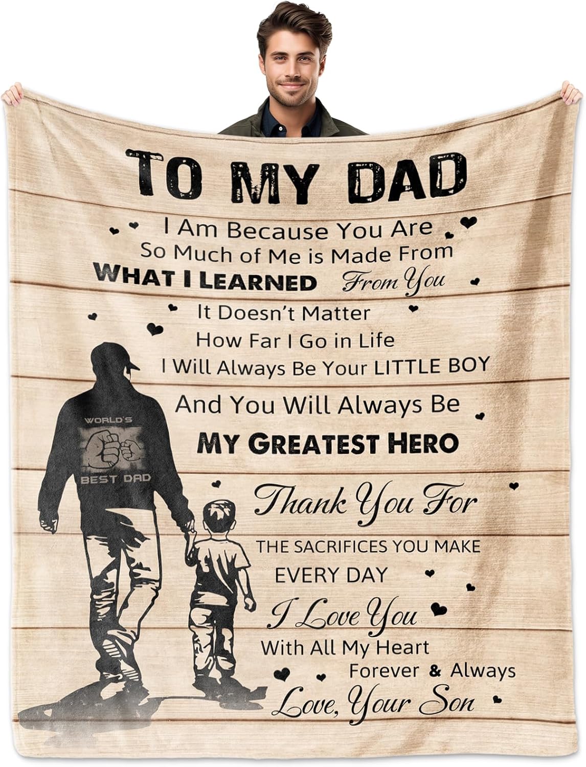Dad Gifts from Son, Birthday Gifts for Dads Blanket 60"x50", Best Father Gift, Bonus Dad Gift Ideas for Father's Day Valentine's Day Anniversary Christmas, to My Dads Throw Blankets