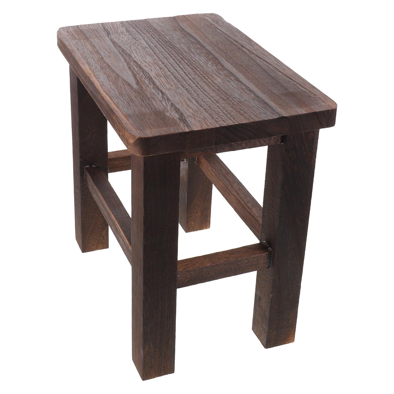 Taburete de Madera Vintage para Plantas Diseño Ligero y Esquinas Redondeadas, Estructura Baja Adecuado para Ambiente y Baño