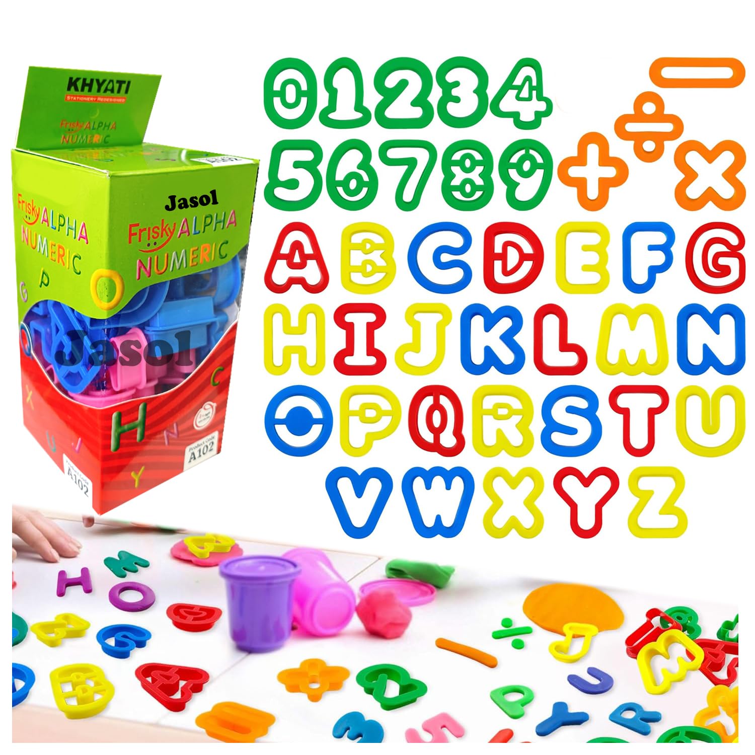 Play Dough Clay Tool Set with Alphabet, Number Cutters, 40 Pieces, Learning Letters and Numbers