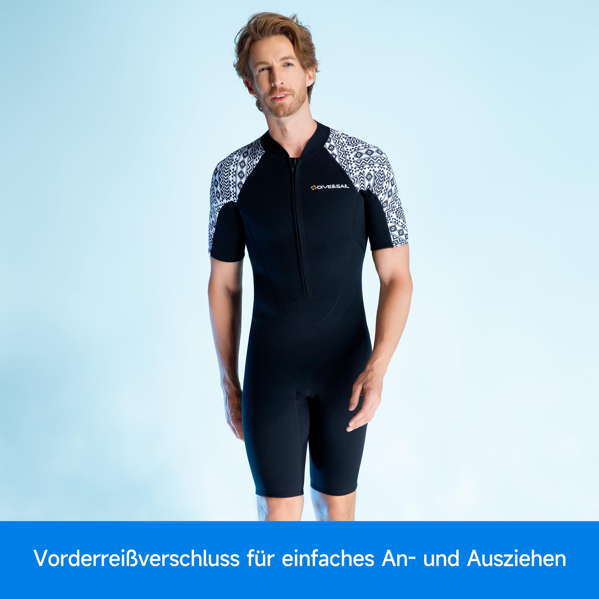 Combinaison shorty en néoprène à manches courtes pour homme et femme - Fermeture éclair avant de 3 mm - Shorty - Pour le surf, la plongée, le SUP