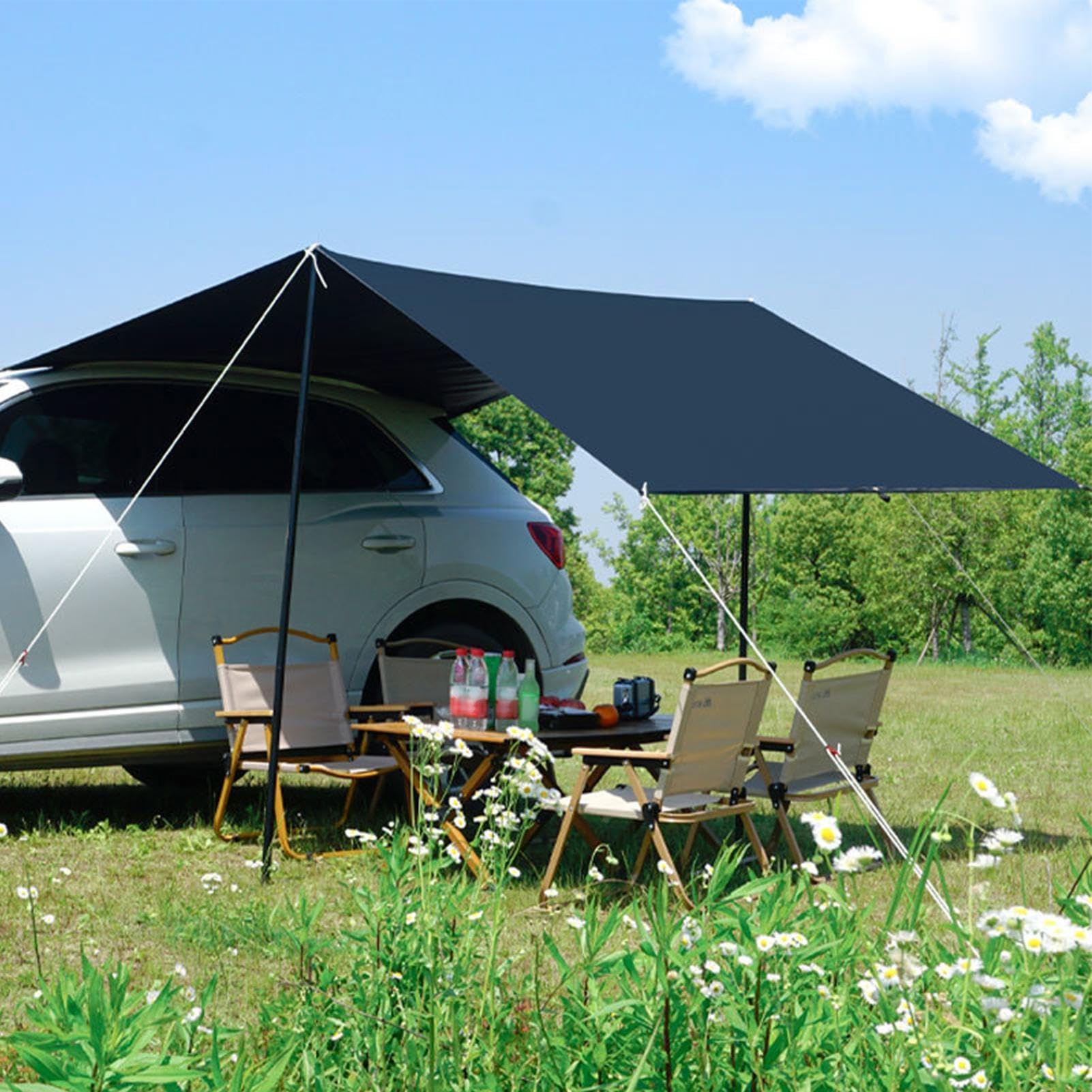 Tettuccio Da Campeggio Per Auto Ampio Spazio Tendalino Costruzione Robusta | Portellone Pensilina Ombreggiante SUV Per Campeggio Picnic Weekend Famiglia Attività Outdoor Viaggi Spiaggia
