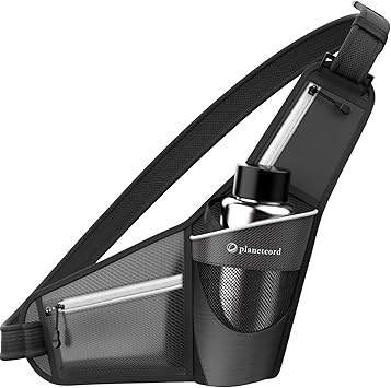 Amazon Co Jp Planetcord Sports ランニングポーチ ボトルホルダー付き揺れないウエストポーチ ブラック Pcs 003 Bk スポーツ アウトドア