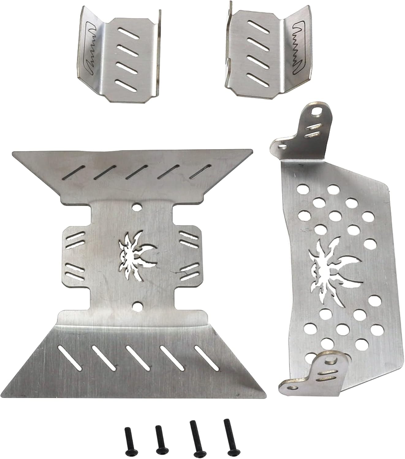 ShareGoo Stainless Steel RC Skid Plate,RC Chassis Armor Protector Plate & Center Transmission Skid Plate Mount Compatible with Axial SCX10-III AXI03007 1/10 RC Crawler Car