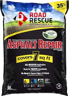 Road Rescue 50 lb Black Asphalt Repair - Cold Patch Pothole Filler for Driveways & Parking Lots
