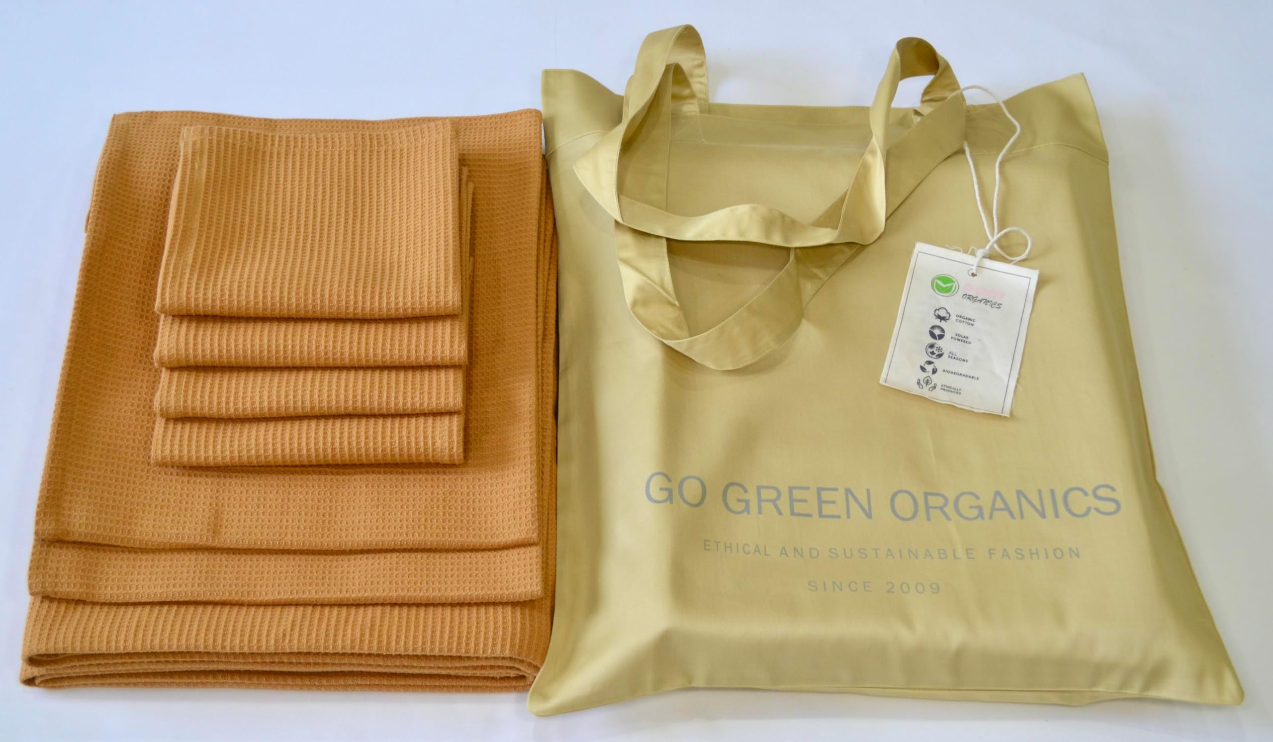 Go Green Organics Waffle Towel Set - GOTS Certified Organic Cotton, Burgundy (1 Bath, 2 Hand, 4 Face Towels)