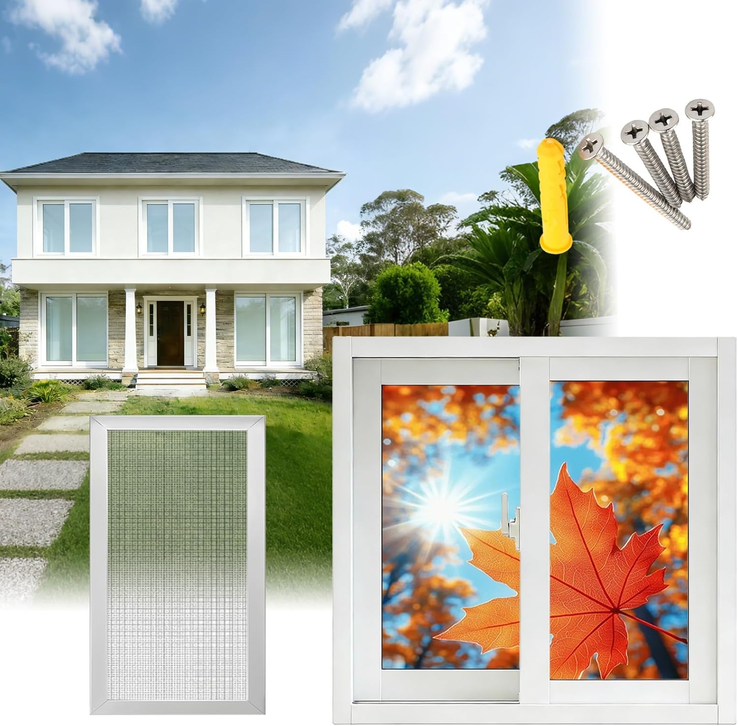 Basement Window, Aluminum Frame Sliding Window with Lock, 22" 26" 28" 30" 32" 34" 36" 40", Shed Windows with Screen & Tempered Glass for Garage, Household, Kitchen Replacement(White,36x20in)
