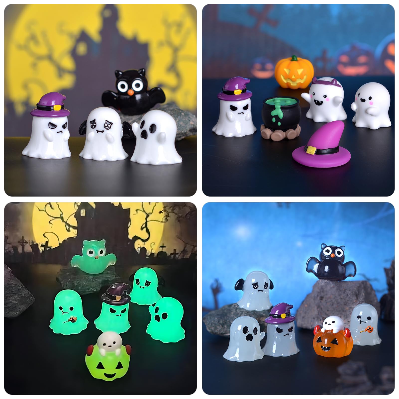 GGSTDDUP 30 Stück Mini Harz-Hund-Geister – Leuchtende Halloween-Figuren Für DIY-Deko & Landschaftsbau