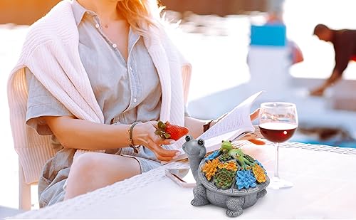 Miniatura 6 de MOOTKA Cenicero de tortuga y rana perezosa con tapa, ceniceros hechos a mano de resina fresca para cigarrillos como decoración del hogar, bandeja de