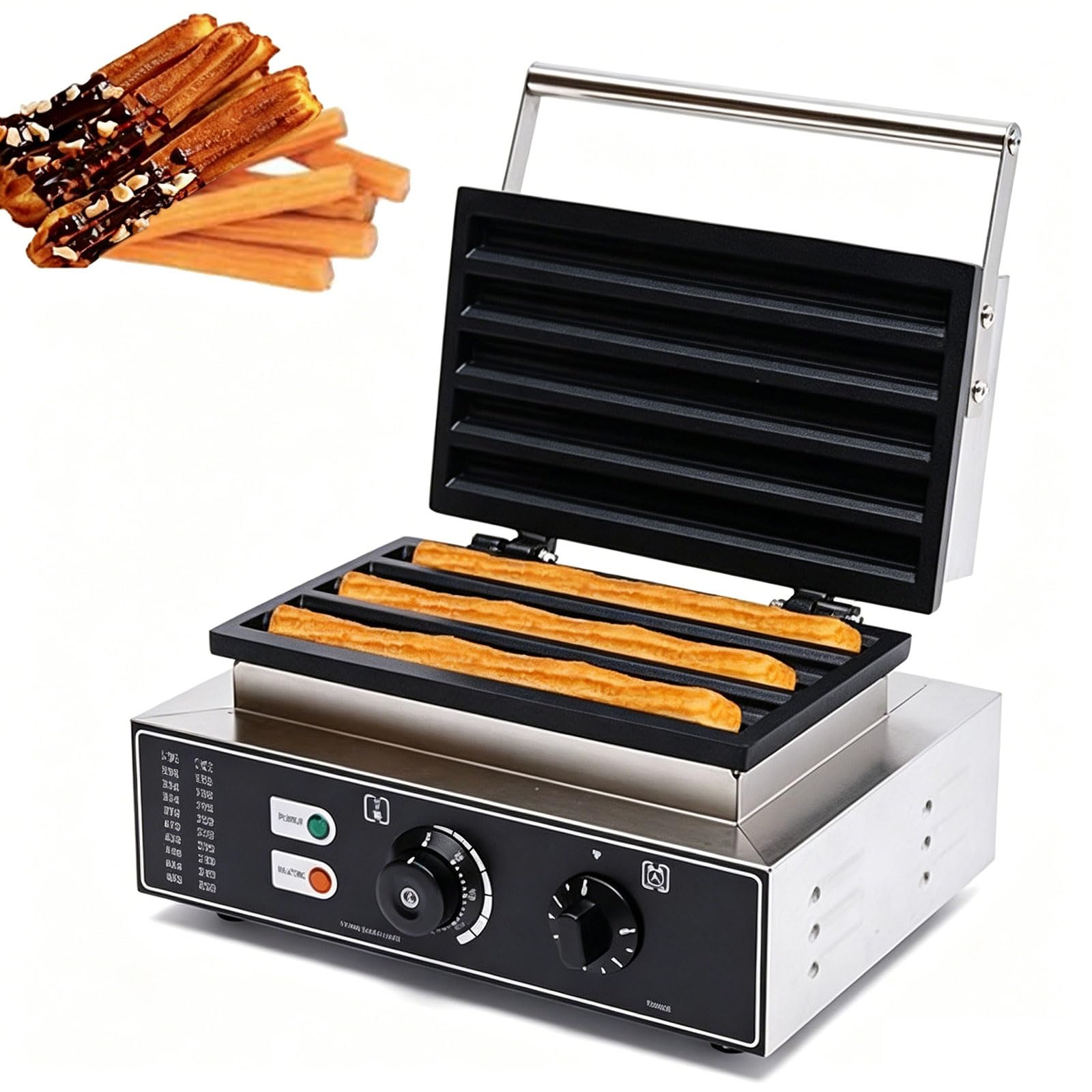 KJZQXYX Commercial Churro Machine, 5 Slices Electric Spanish Churro Baking,with Adjustable Temperature & Timer,for Breakfast Snack Dessert