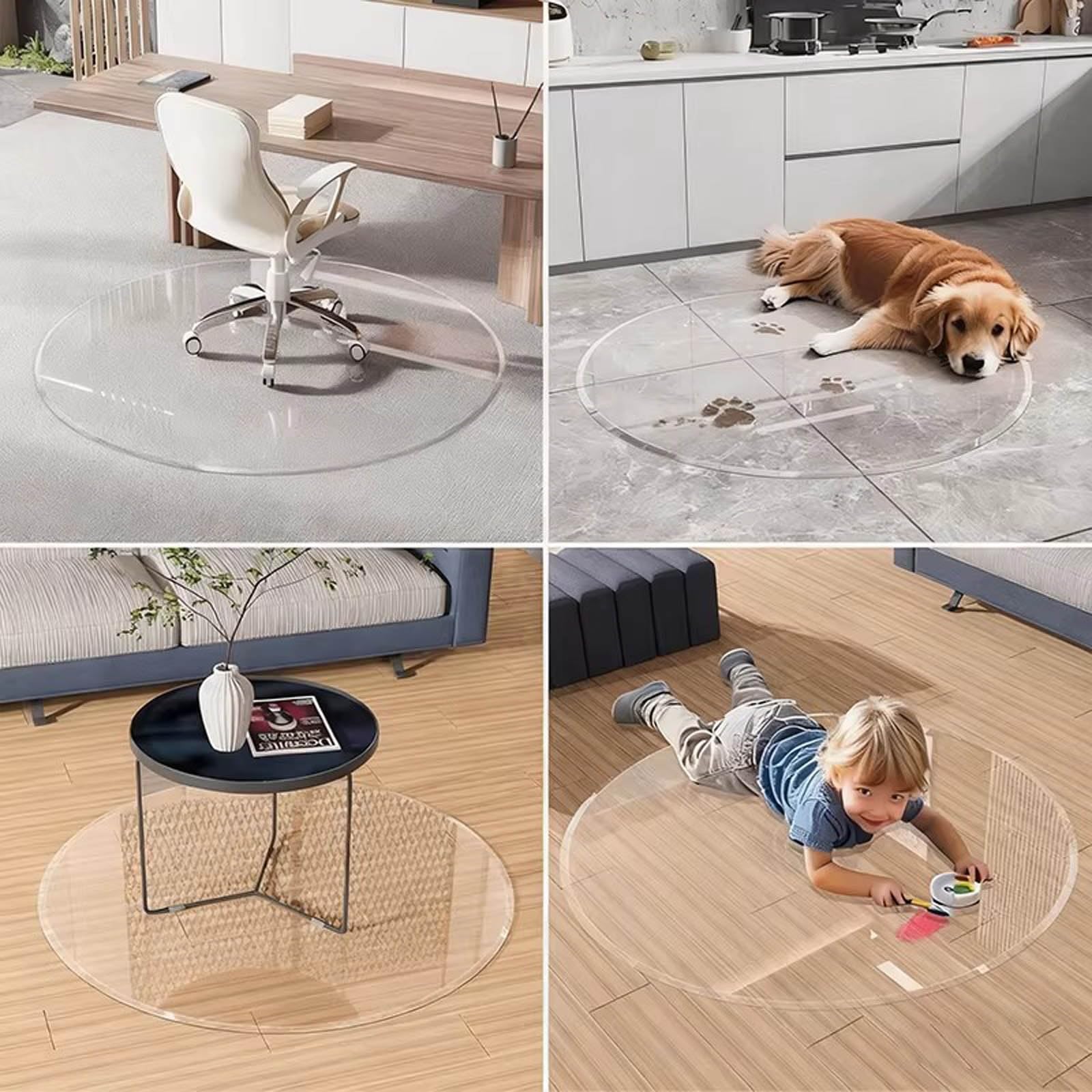 Transparente runde Bürostuhlmatte für harte Böden, 70 cm, strapazierfähige, transparente Schutzhülle für Teppich und harte Böden, unter Schreibtisch-Rollstühlen