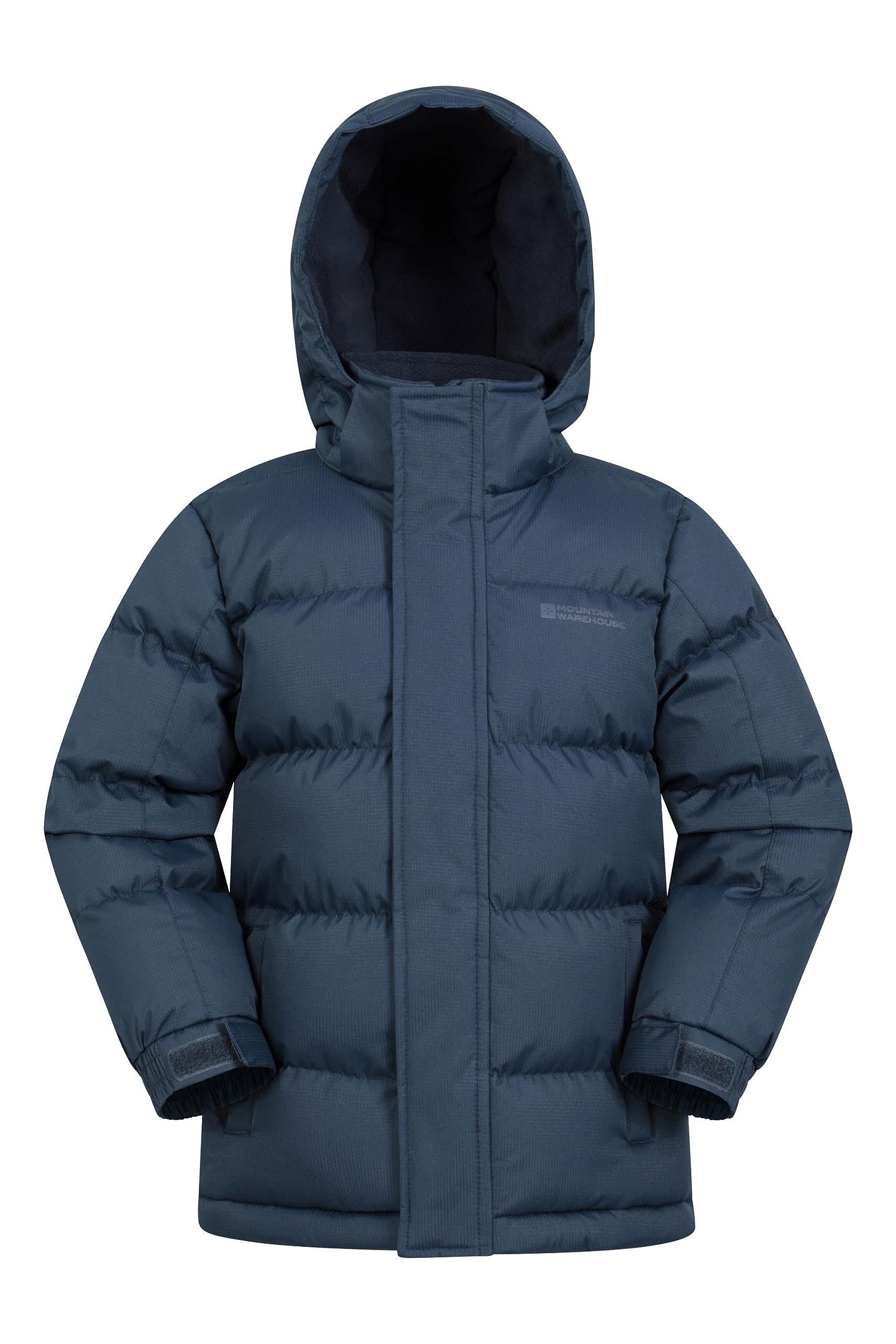 Mountain Warehouse Dark Blue Snow Padded Kids Puffer Jacket - Water Resistant Coat, Fleece Lined Hood, Adjustable Cuffs - For Spring Summer Kids Size 9-10 Years