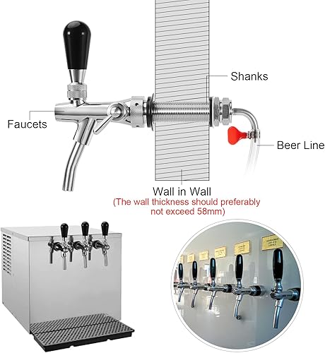 Miniatura 5 de Grifo de cerveza ajustable de acero inoxidable mejorado, grifo de barril de cerveza de barril de barril de barril de cerveza ajustable con control