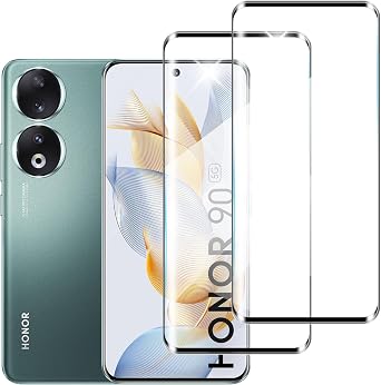 Screen Protector for Honor 90 [2 Pack], 3D Curved Full Coverage Tempered Glass, Bubble Free, Anti-Scratch, HD Clear