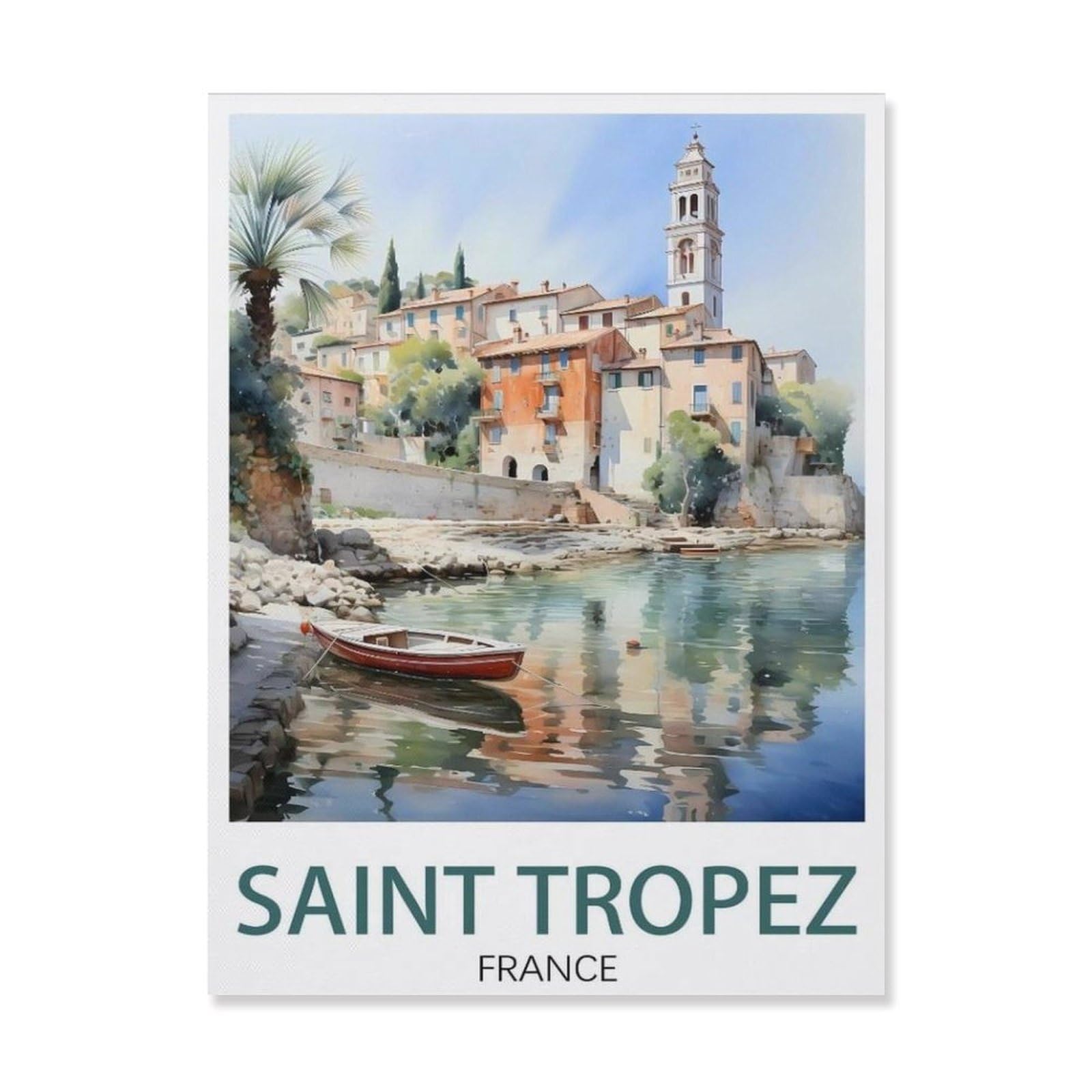 Port De Saint Tropez France，Paint by Number DIY Oil Painting Paint by Numbers Kits for Adults Beginner Canvas Acrylic Arts Craft for Home Wall Decor Drawing(30x40cm-R58