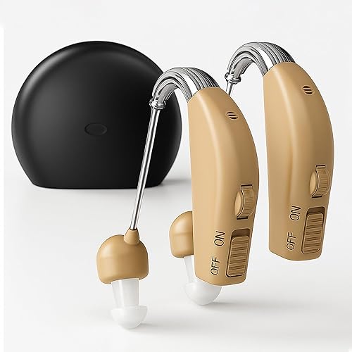 Hearing Aids, Rechargeable Hearing Aids for Seniors, Portable Hearing Amplifiers with Noise Cancelling and Volume Control, Digital Hearing Assist Devices with A Travel Charging Box (S3)