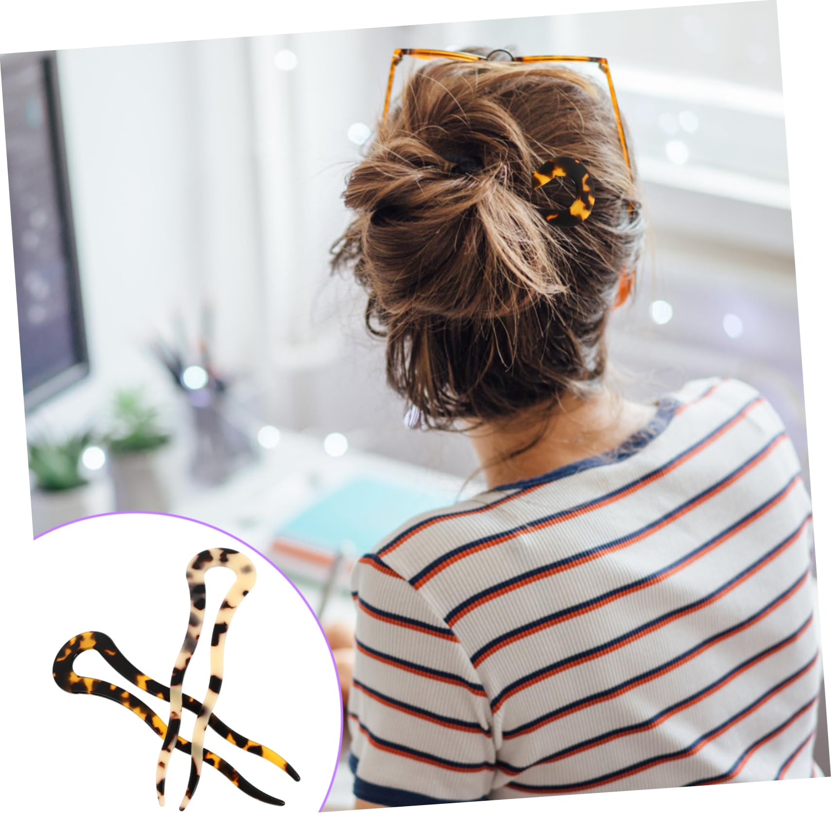 10stücke U-förmige Haarnadeln Aus Acetat Im Französischen Stil Wellenmuster Haargabeln Für Hochsteckfrisuren Für Chignon Und Elegante Frisuren Tiefem Und Hellem Schildpatt
