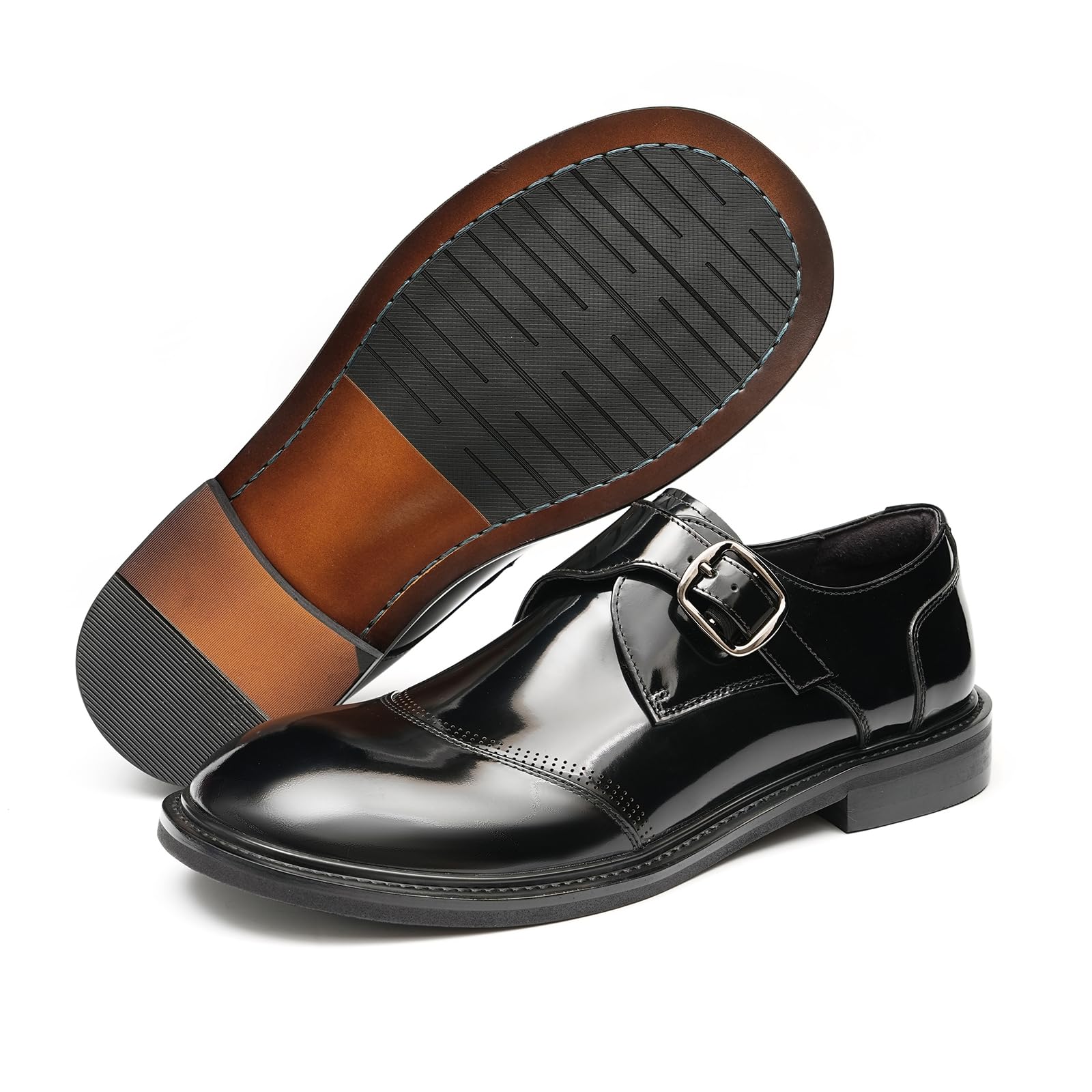 Herren Business Freizeit Mönch Schuhe Schnalle Formelle Lederschuhe