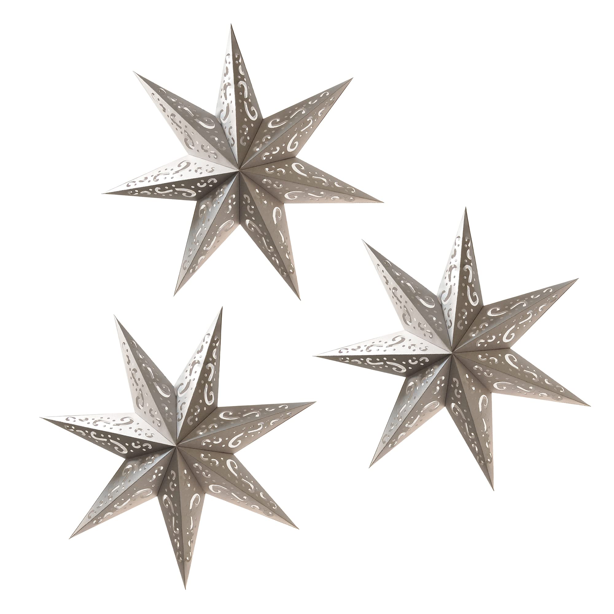 LumaBase Hanging Lantern, Silver Star - Set of 3