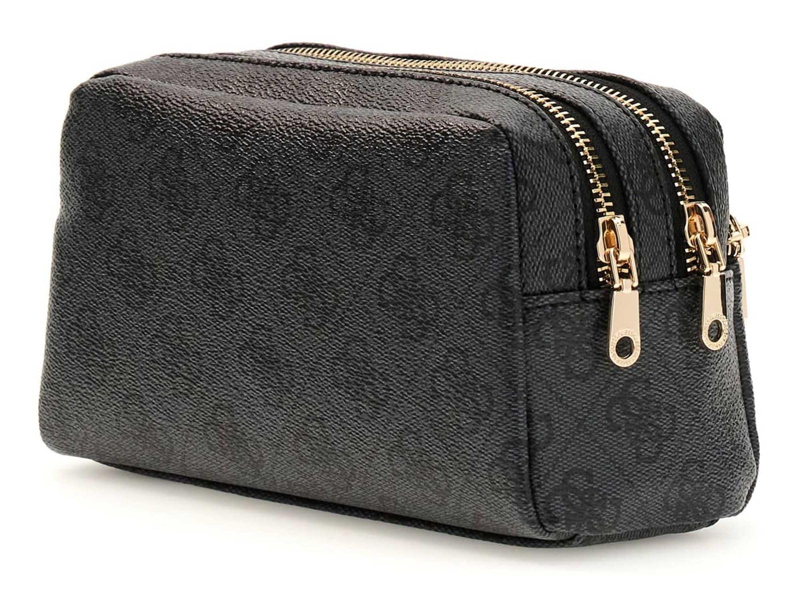 GUESS borsa per utensili borsa da toilette Double Zip Organizer Coal Logo grigio scuro