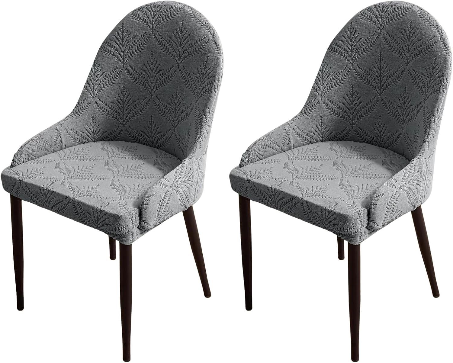 Stretch Dining Chair Covers with Armrest, Curved Back Armchair Chairs Slipcover Wingback Kitchen Chairs Slipcover Protector for Living Room Kitchen, Home Decor Etc,Dark Gray,2pcs