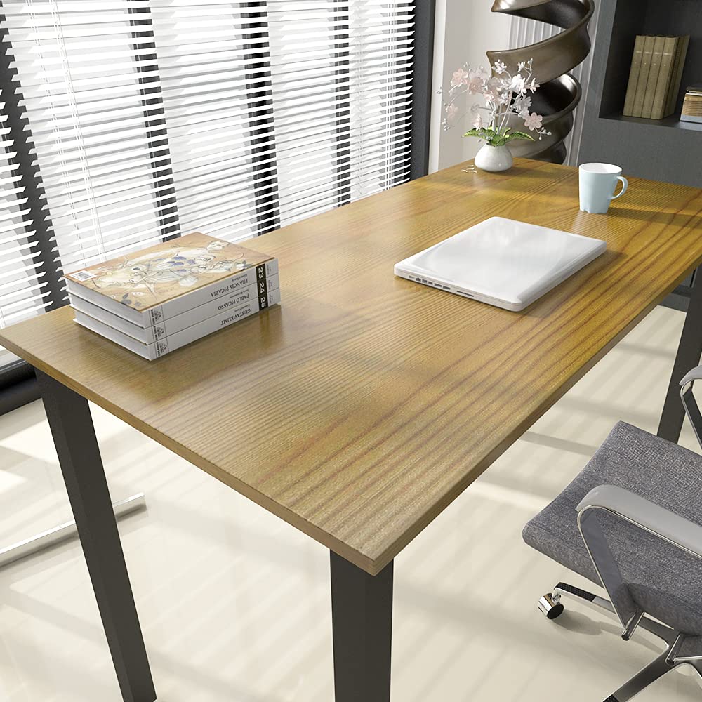 sogesfurniture Schreibtisch Computertisch Büromöbel PC Tisch, Stabil Bürotisch Arbeitstisch Esstisch aus Holz und Stahl, Einfache Montage, 120x60x75cm, Teak & Weiß AC3TW-120-SF