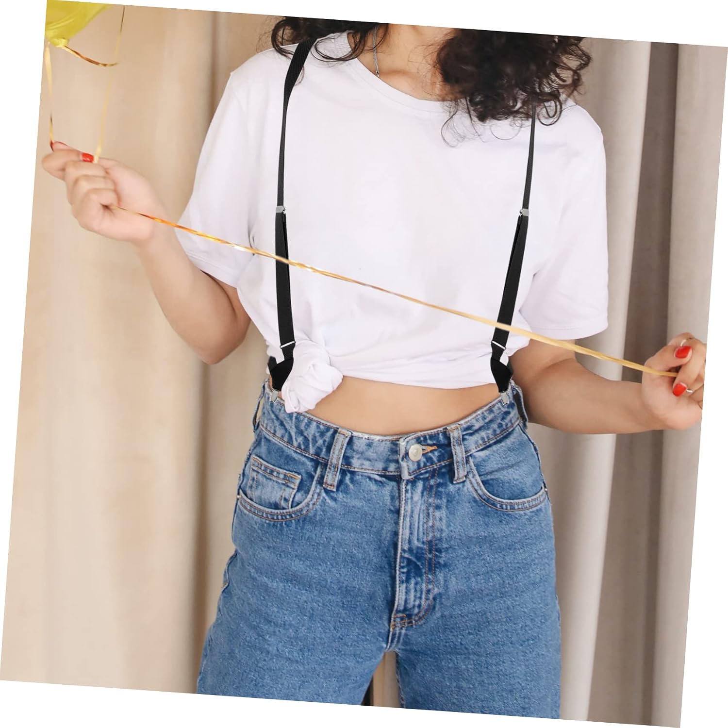 NOLITOY High Capacity Men Women Suspender Elastic Trouser Strap Fashion Cross Design