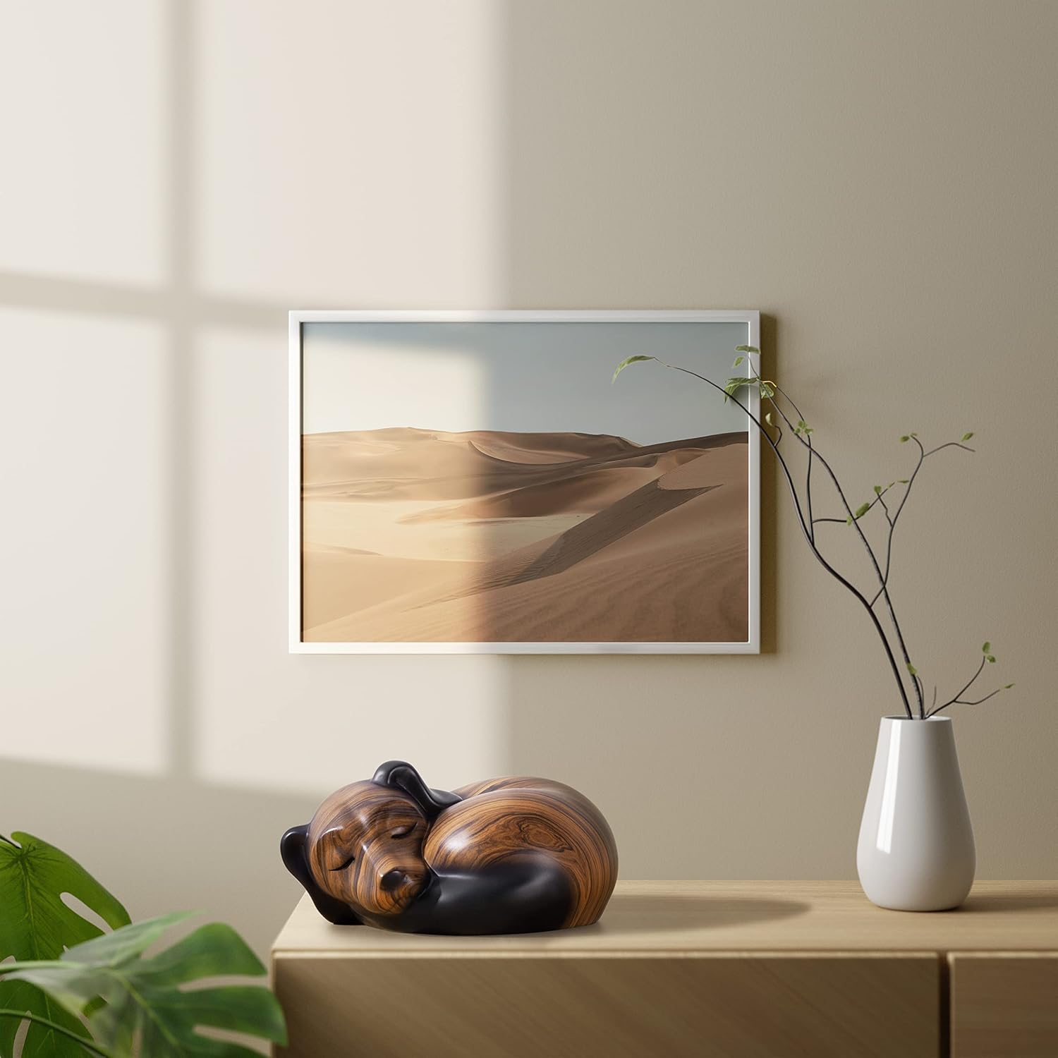 Pet Urns,Sleeping Resin Cremation Dog Urn, Dog Urns for Ashes, Small Animal Urn(Brown)…