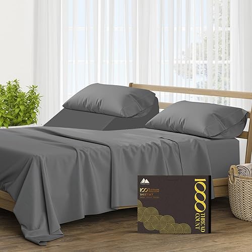 Miniatura 114 de Mayfair Linen Sábanas 100% de algodón egipcio tamaño Queen – Juego de sábanas de 1000 hilos de algodón egipcio tamaño Queen, 6 piezas, color rubor