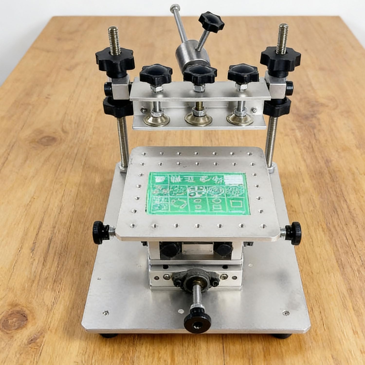 Ręczna stacja do sitodruku SMT ze stołem do pasty lutowniczej z siatki stalowej, regulowana do precyzyjnego prototypowania PCB, majsterkowania i naprawy elektroniki (150x150mm)