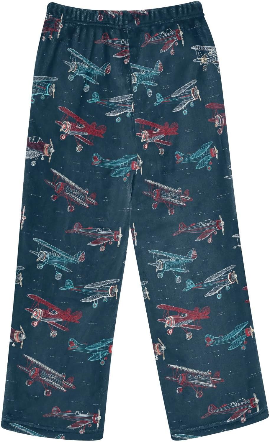 visesunny Retro Colorful Planes Pattern Boys Pants for Kids Fleece Bottoms Long Jogger Pants Trousers with Pockets Size 6-14Y