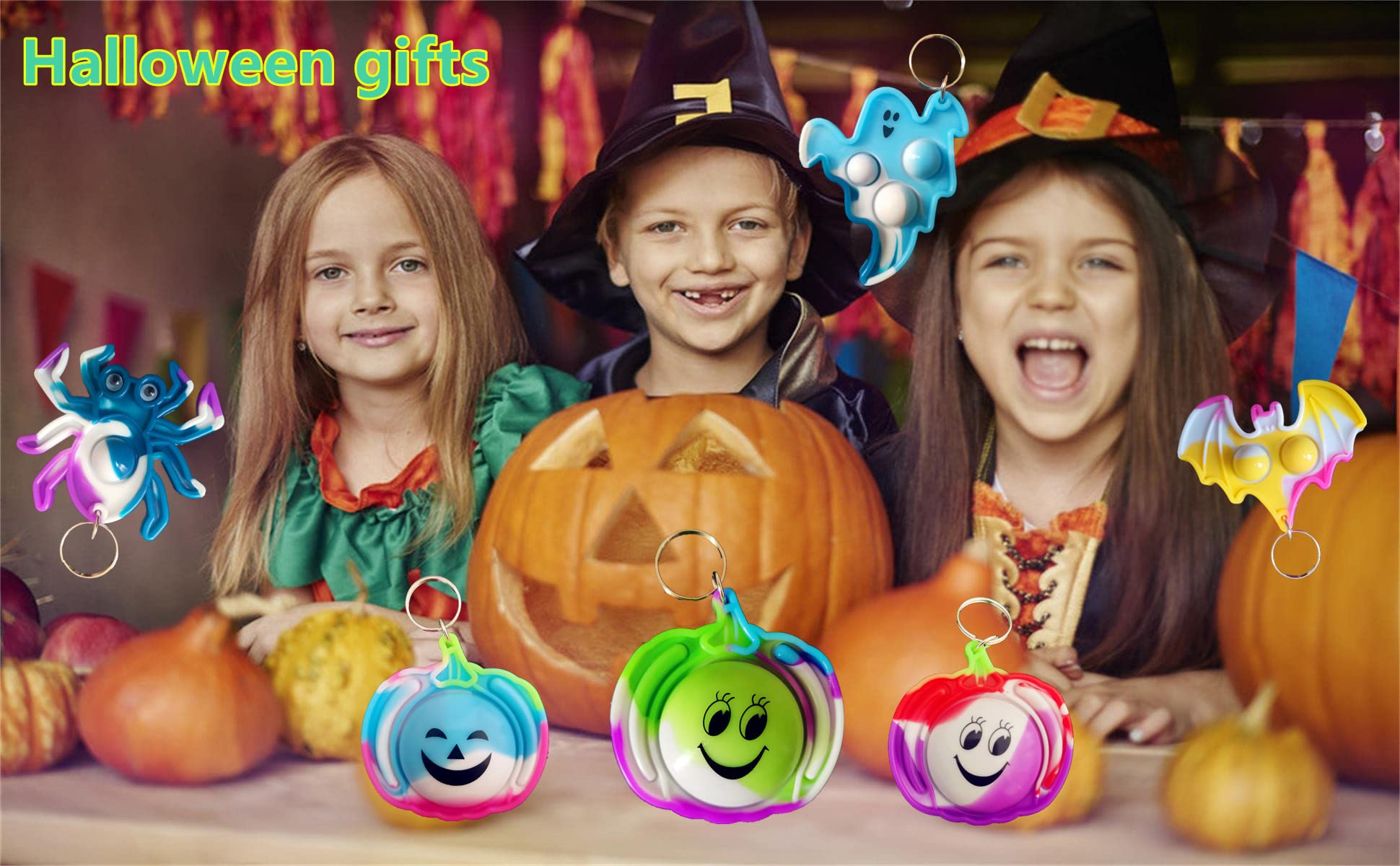 30 Stück Halloween Regenbogen-Zappel-Schlüsselanhänger – Mini-Spielzeug Für Kinder, Geschenke & Party