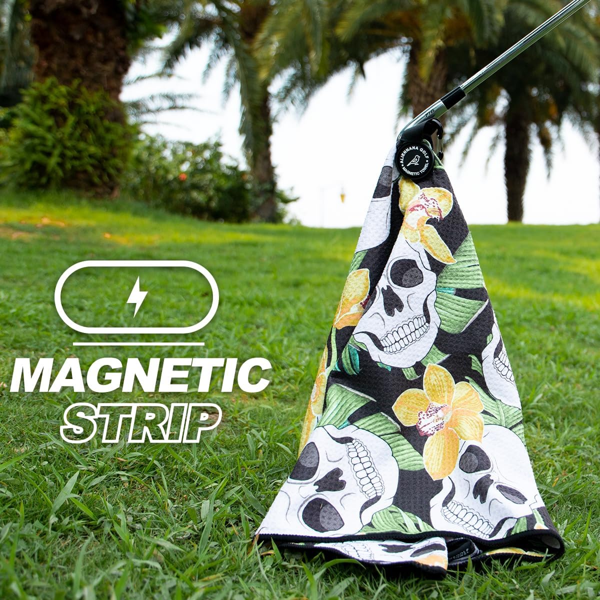 Magnetic Golf Towel, Microfiber Waffle Design with Clip - Industrial Strength Magnet for Strong Hold to Golf Bags, Carts & Clubs - Image 2