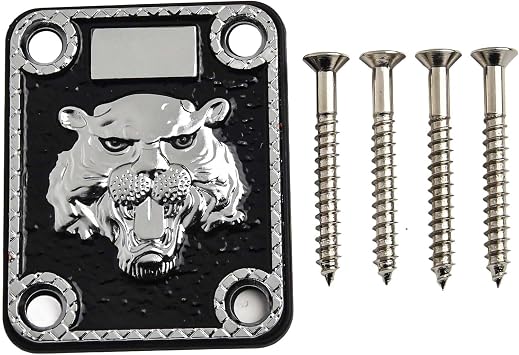 Electric Guitar Neck Backing Plate, Metal Joint Strength Connect Board for Tele Style and ST Guitar, 4-Hole Installation with Mounting Screws, Silver SilverB